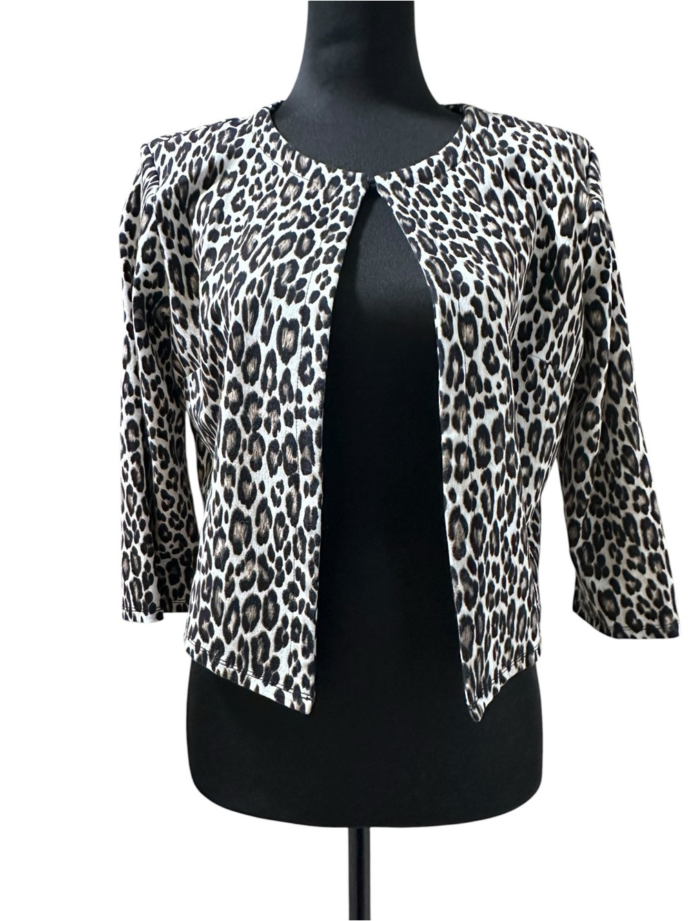 Philosophy Leopard-Print Open Front Jacket in Black, White & Brown